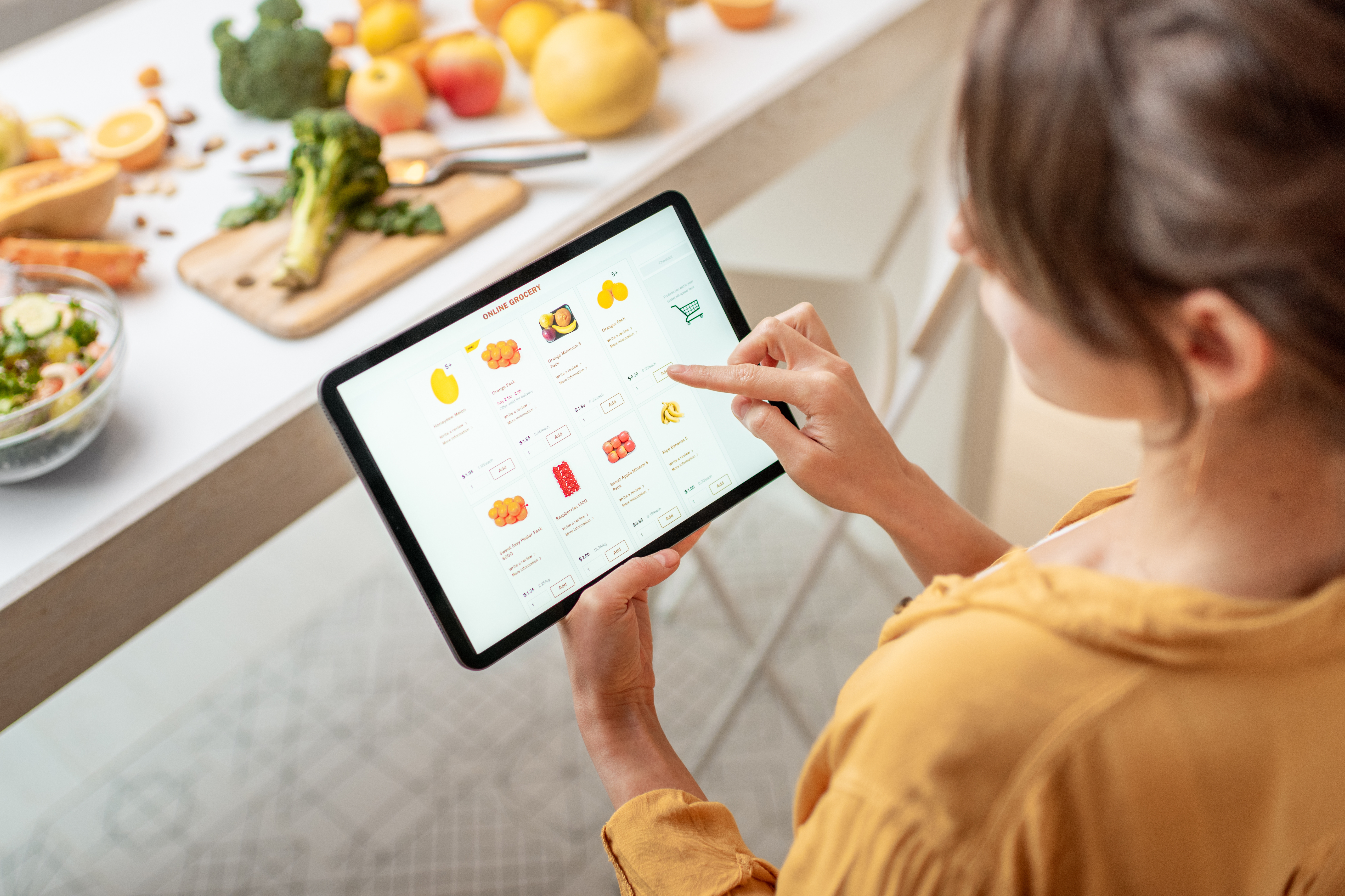 Person online food shopping
